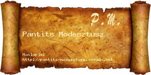 Pantits Modesztusz névjegykártya